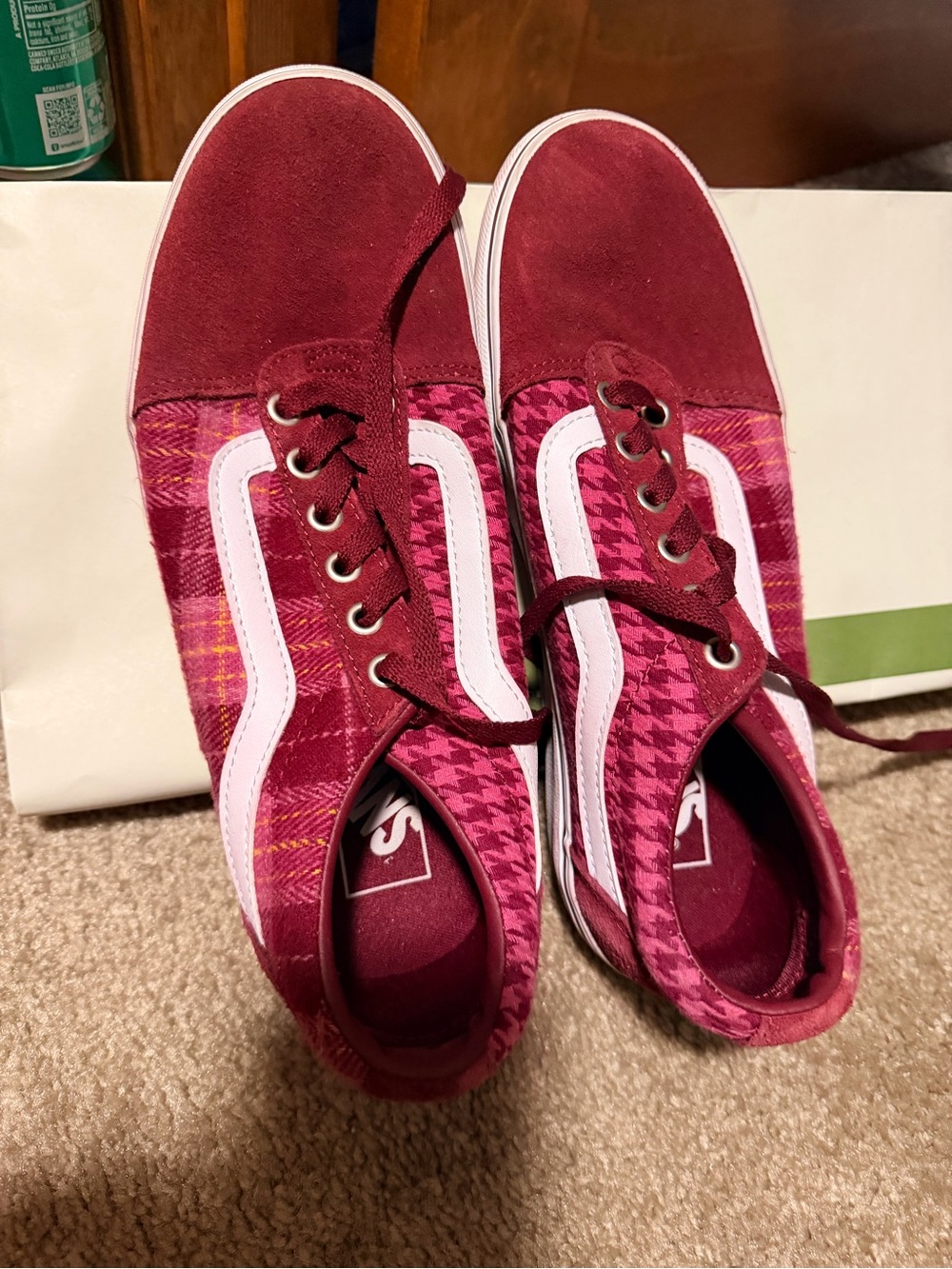 Vans Women's Burgundy Plaid & Houndstooth Low-Top Sneakers
